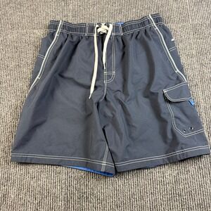 Speedo Mens Size Large Swim Trunk Navy Blue Mesh Liner Board Shorts
